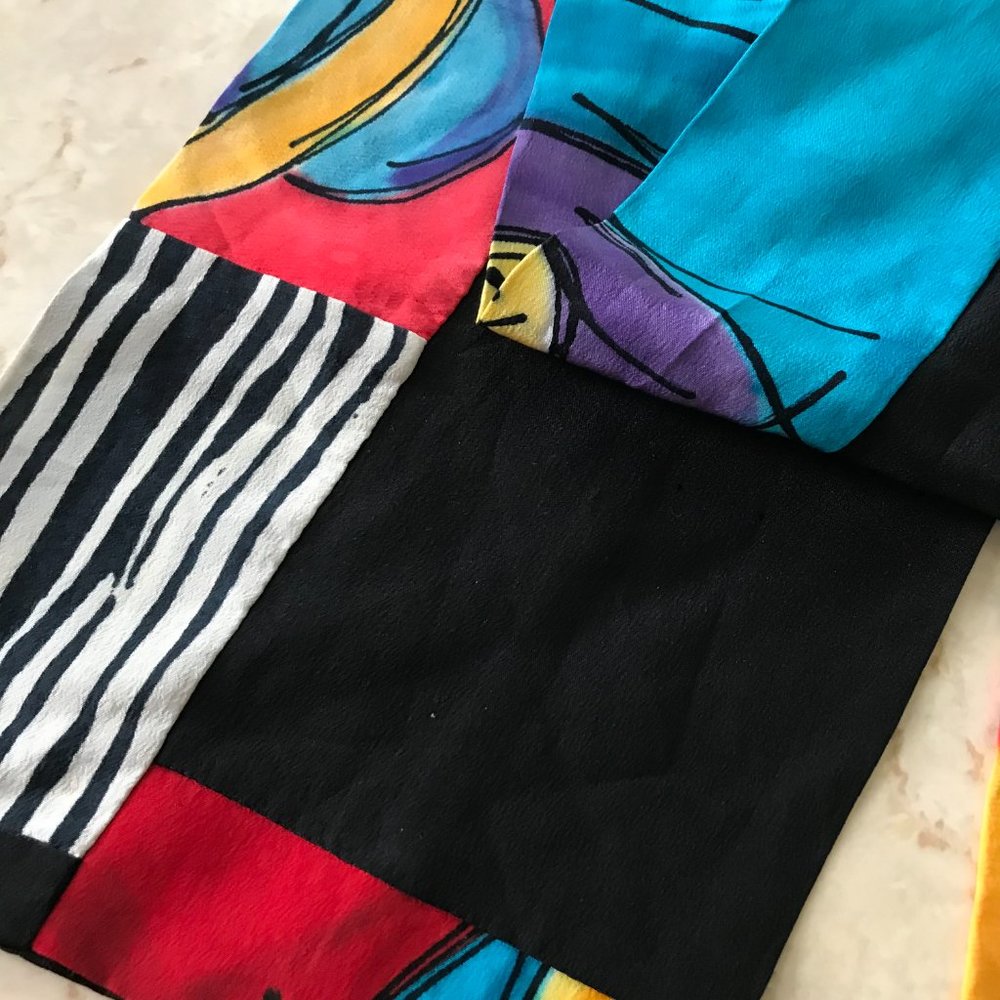 Sandwashed Silk Hand Painted Patchwork Artist Sca… - image 4